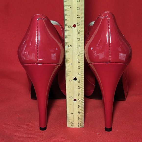 Nine West Womens Shoes Red Mary Jane Pumps Ankle Strap Spike High Heels 9M - Picture 8 of 15